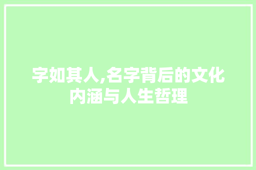 字如其人,名字背后的文化内涵与人生哲理