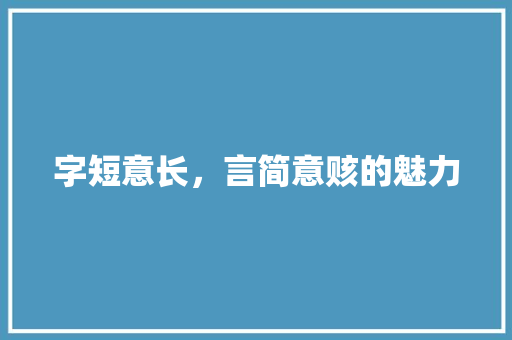 字短意长，言简意赅的魅力 写作社区
