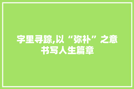 字里寻踪,以“弥补”之意书写人生篇章 词汇积累