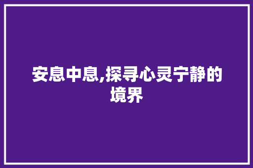 安息中息,探寻心灵宁静的境界