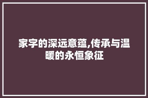 家字的深远意蕴,传承与温暖的永恒象征