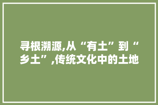 寻根溯源,从“有土”到“乡土”,传统文化中的土地情怀