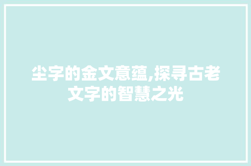 尘字的金文意蕴,探寻古老文字的智慧之光