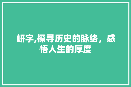 岍字,探寻历史的脉络，感悟人生的厚度