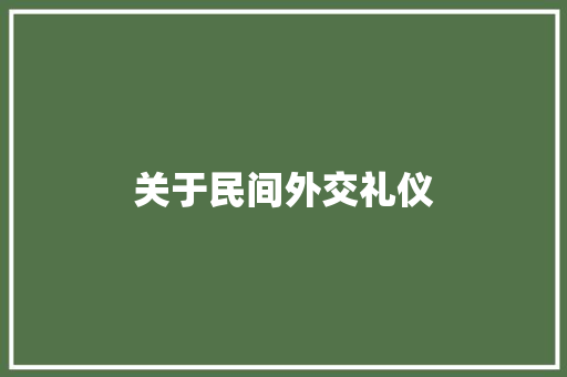 关于民间外交礼仪