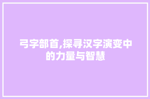 弓字部首,探寻汉字演变中的力量与智慧