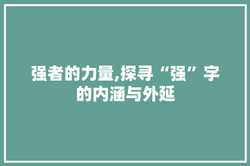 强者的力量,探寻“强”字的内涵与外延