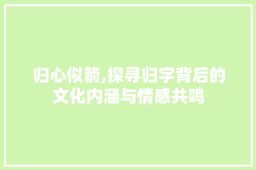 归心似箭,探寻归字背后的文化内涵与情感共鸣