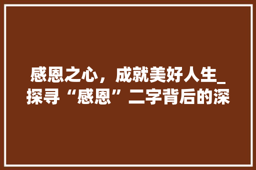 感恩之心，成就美好人生_探寻“感恩”二字背后的深刻内涵 写作素材