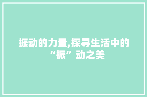 振动的力量,探寻生活中的“振”动之美