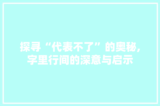 探寻“代表不了”的奥秘,字里行间的深意与启示