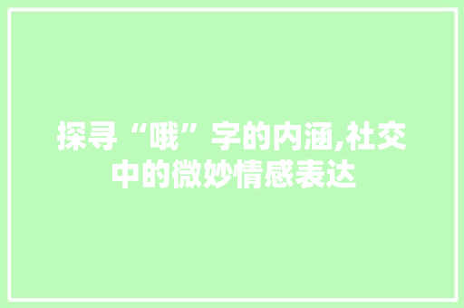 探寻“哦”字的内涵,社交中的微妙情感表达