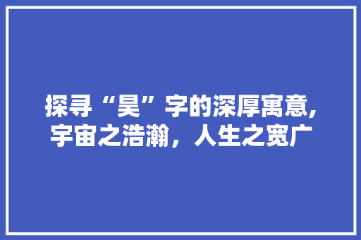 探寻“昊”字的深厚寓意,宇宙之浩瀚，人生之宽广
