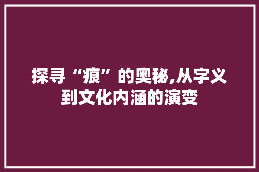 探寻“痕”的奥秘,从字义到文化内涵的演变