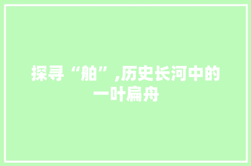 探寻“舶”,历史长河中的一叶扁舟 简历模板