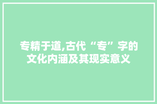 专精于道,古代“专”字的文化内涵及其现实意义