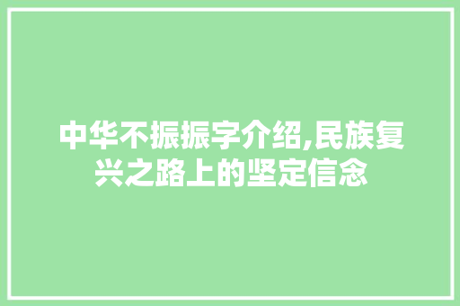 中华不振振字介绍,民族复兴之路上的坚定信念