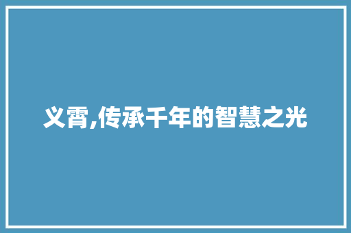 义霄,传承千年的智慧之光
