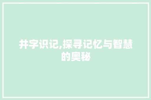 井字识记,探寻记忆与智慧的奥秘 商业文案