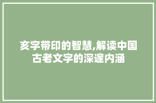 亥字带印的智慧,解读中国古老文字的深邃内涵 范文赏析