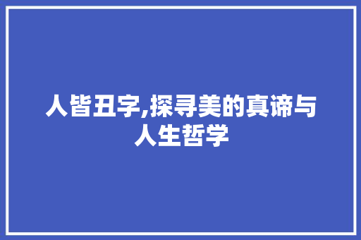 人皆丑字,探寻美的真谛与人生哲学 写作技巧