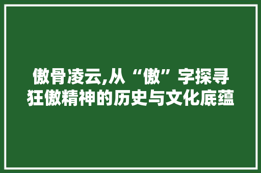 傲骨凌云,从“傲”字探寻狂傲精神的历史与文化底蕴 商业文案