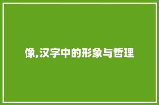 像,汉字中的形象与哲理