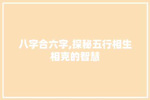 八字合六字,探秘五行相生相克的智慧