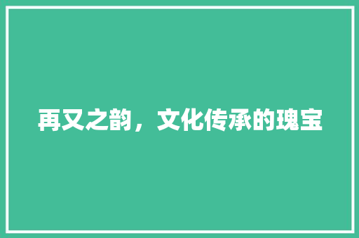 再又之韵，文化传承的瑰宝 写作技巧