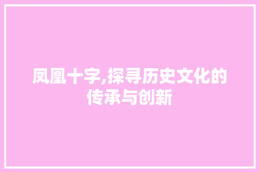 凤凰十字,探寻历史文化的传承与创新 范文赏析