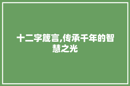 十二字箴言,传承千年的智慧之光