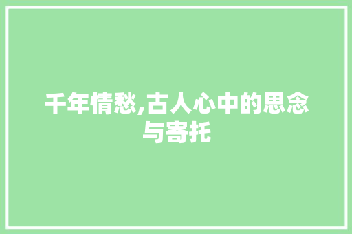 千年情愁,古人心中的思念与寄托 写作技巧