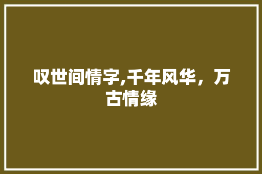 叹世间情字,千年风华，万古情缘