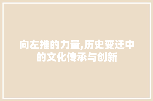 向左推的力量,历史变迁中的文化传承与创新 报告写作