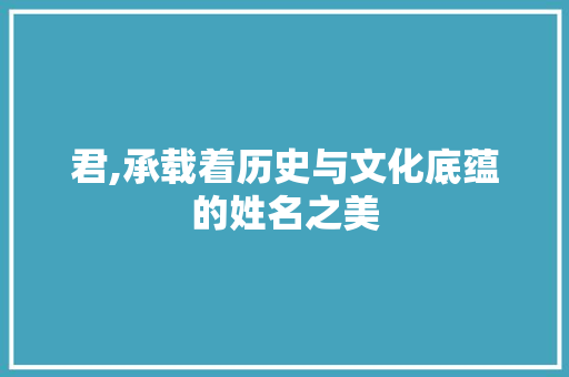 君,承载着历史与文化底蕴的姓名之美