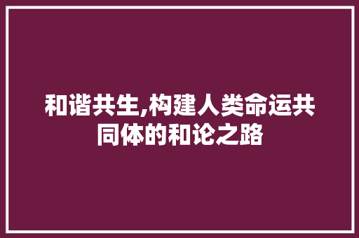 和谐共生,构建人类命运共同体的和论之路 写作社区