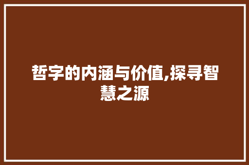 哲字的内涵与价值,探寻智慧之源 写作技巧