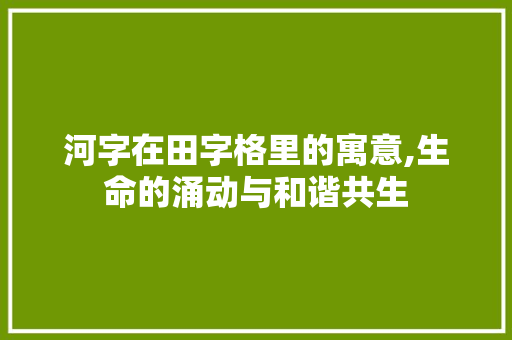河字在田字格里的寓意,生命的涌动与和谐共生 诗歌创作