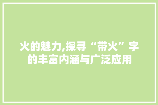 火的魅力,探寻“带火”字的丰富内涵与广泛应用