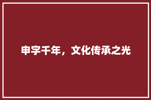 申字千年，文化传承之光