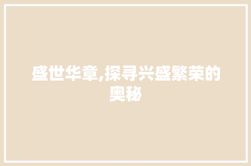 盛世华章,探寻兴盛繁荣的奥秘 写作技巧
