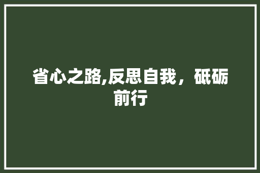 省心之路,反思自我，砥砺前行 写作社区