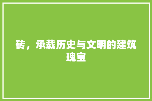 砖，承载历史与文明的建筑瑰宝 写作素材