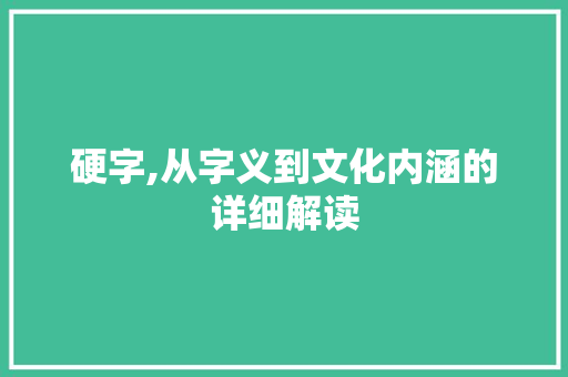 硬字,从字义到文化内涵的详细解读 报告写作