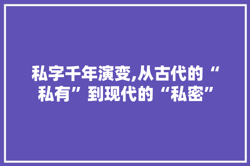 私字千年演变,从古代的“私有”到现代的“私密” 写作技巧