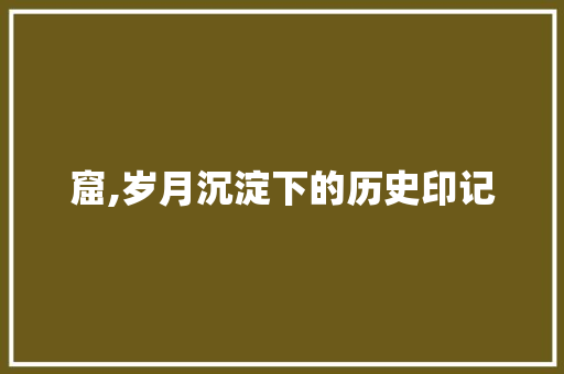窟,岁月沉淀下的历史印记 范文赏析