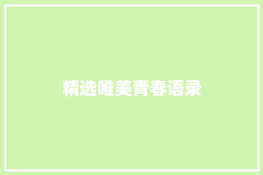 精选唯美青春语录