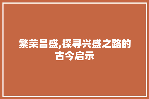 繁荣昌盛,探寻兴盛之路的古今启示 报告写作