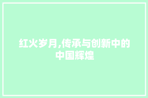 红火岁月,传承与创新中的中国辉煌