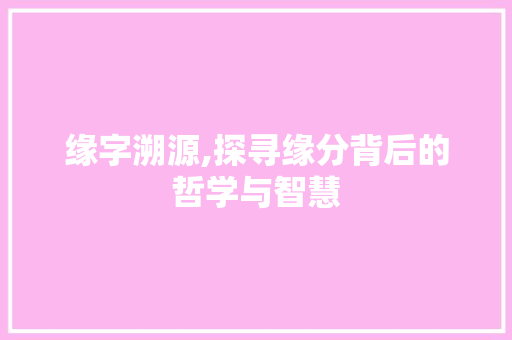 缘字溯源,探寻缘分背后的哲学与智慧 词汇积累